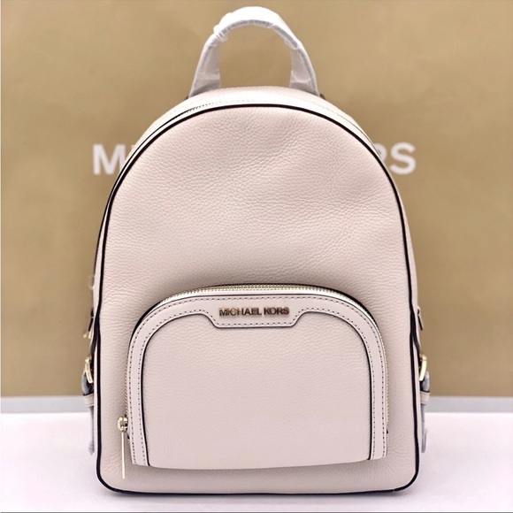 Michael Kors Jaycee Medium PebbledLeather Backpack Light Cream